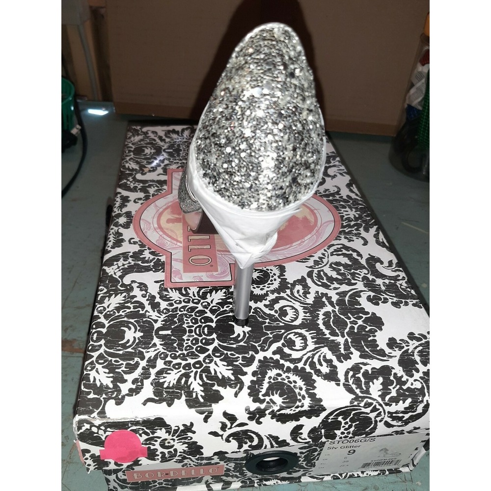 Brand New Bordello‎ Peep Toe Pump Size 8 SEXY Wedding Party Silver Glitter SEXY - Picture 3 of 5